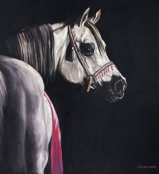 Horse art by Equestrian Artist Lorna Lancaster, arab mare pastel painting