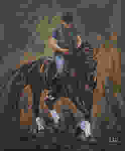 Dressage Horse and Rider painting in pastels