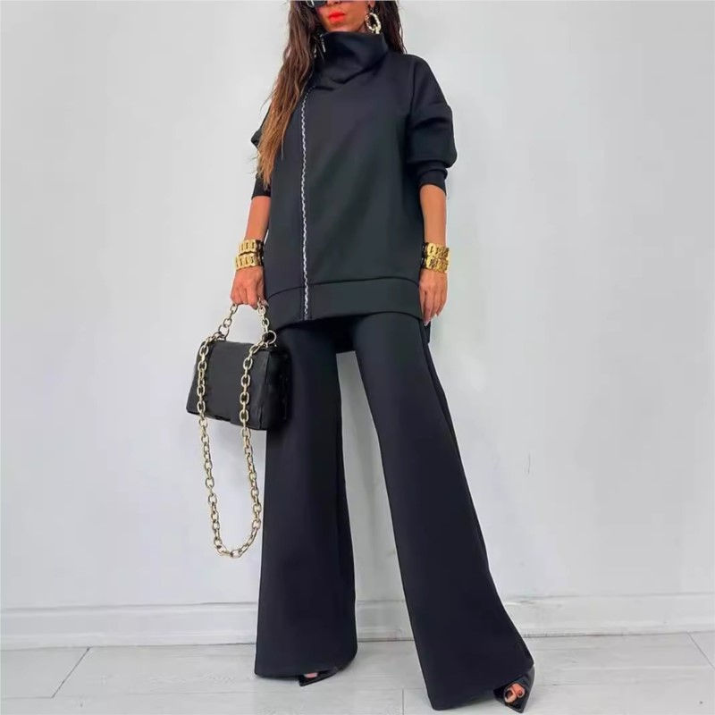Conjunto de duas peças feminino de outono e inverno para estilo casual e elegan