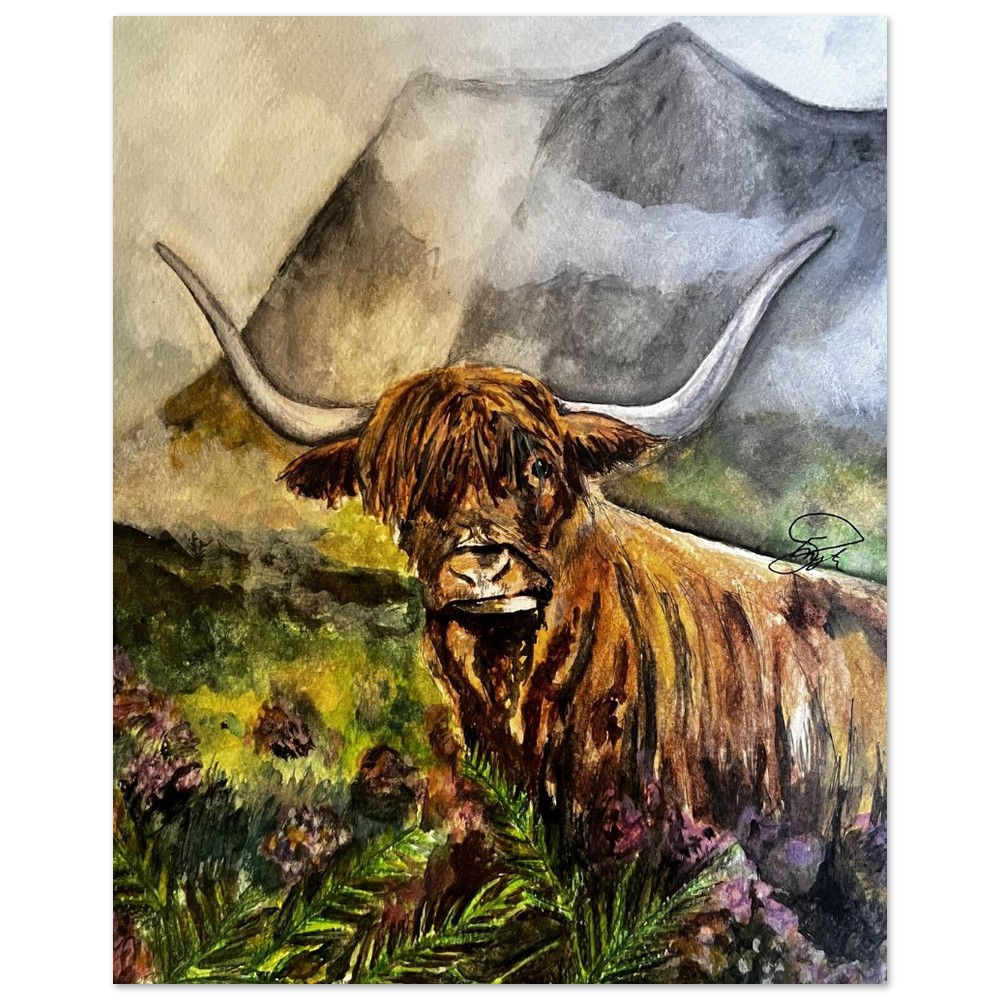 Official limited edition print of 'Highland Cow on a Foggy Day', 2025