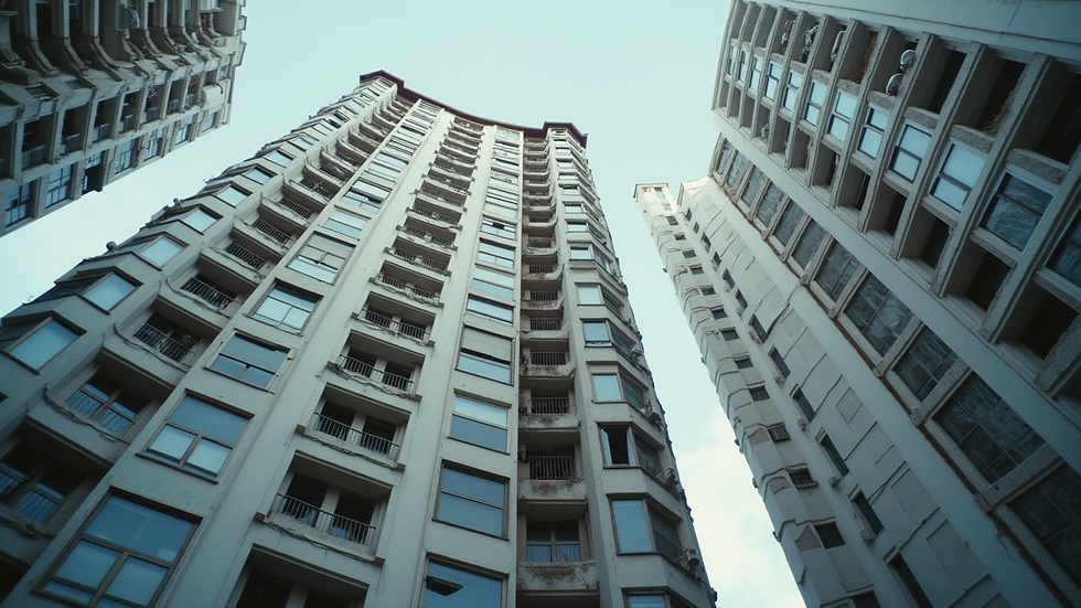Eye-level view of a modern residential building