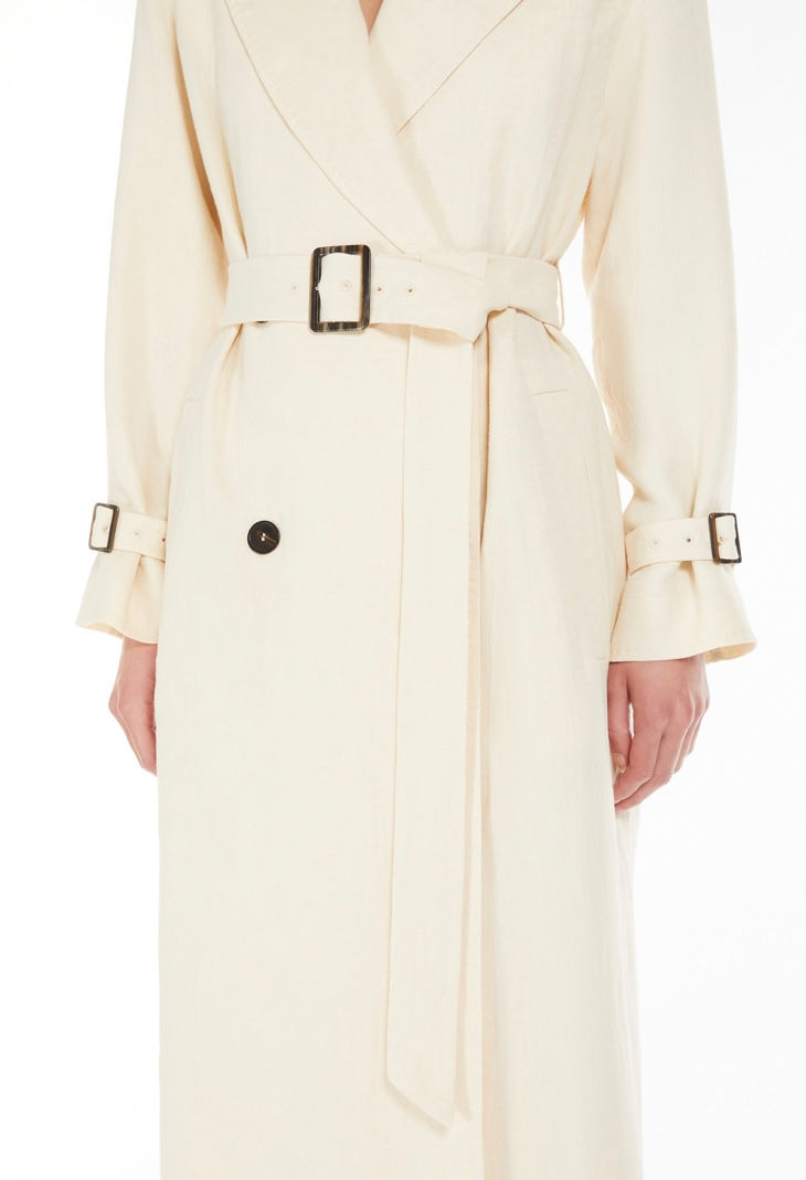 Miniatura: MAX MARA STUDIO Trench in batavia di lino bianco T.42
