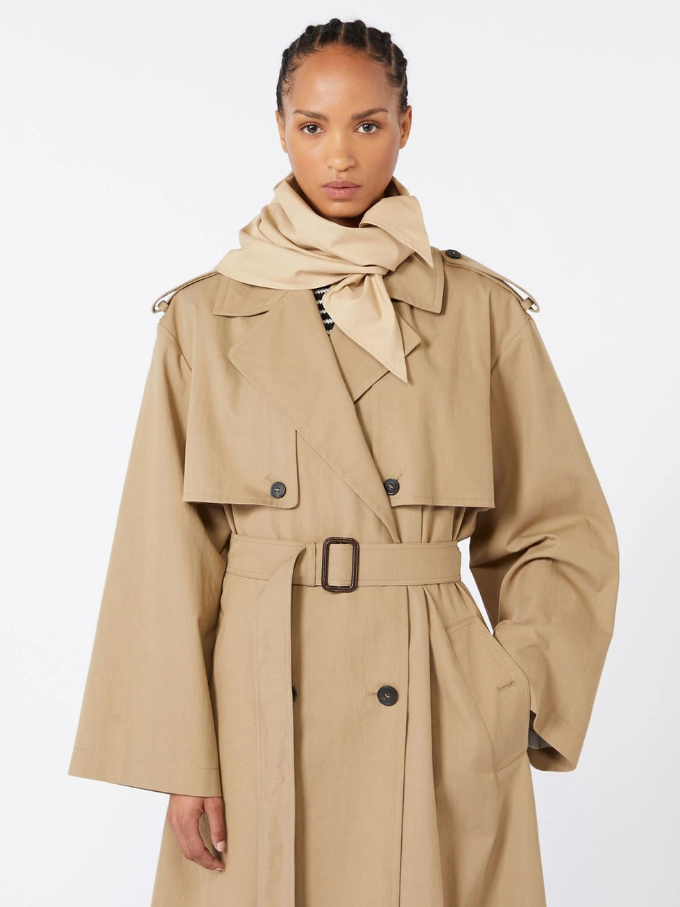 Miniatura: MAX MARA WEEKEND Cappello foulard in gabardina antigoccia beige 