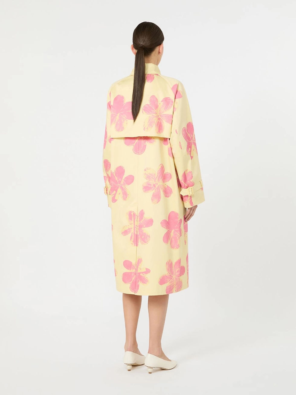 Miniatura: MAX MARA WEEKEND Trench midi in gabardina antigoccia fantasia giallo rosa T.42