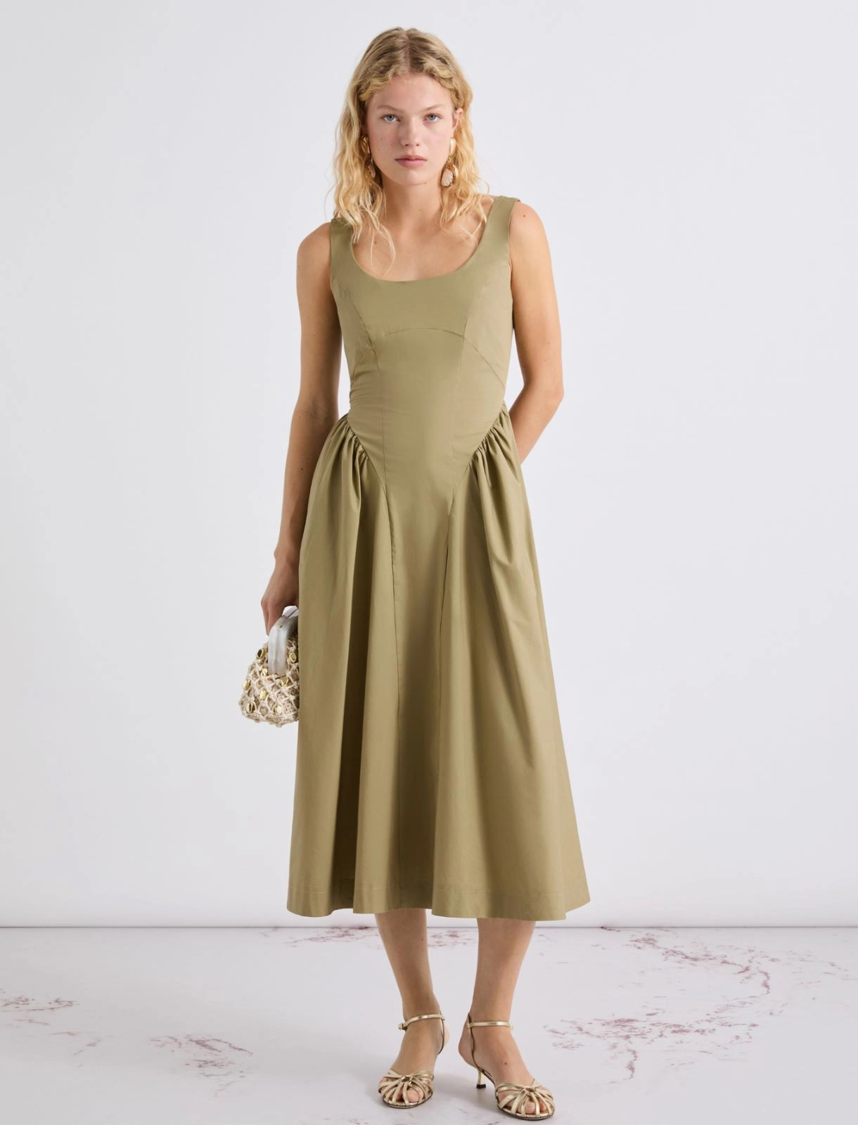 MARELLA Abito aderente in popeline kaki T.42