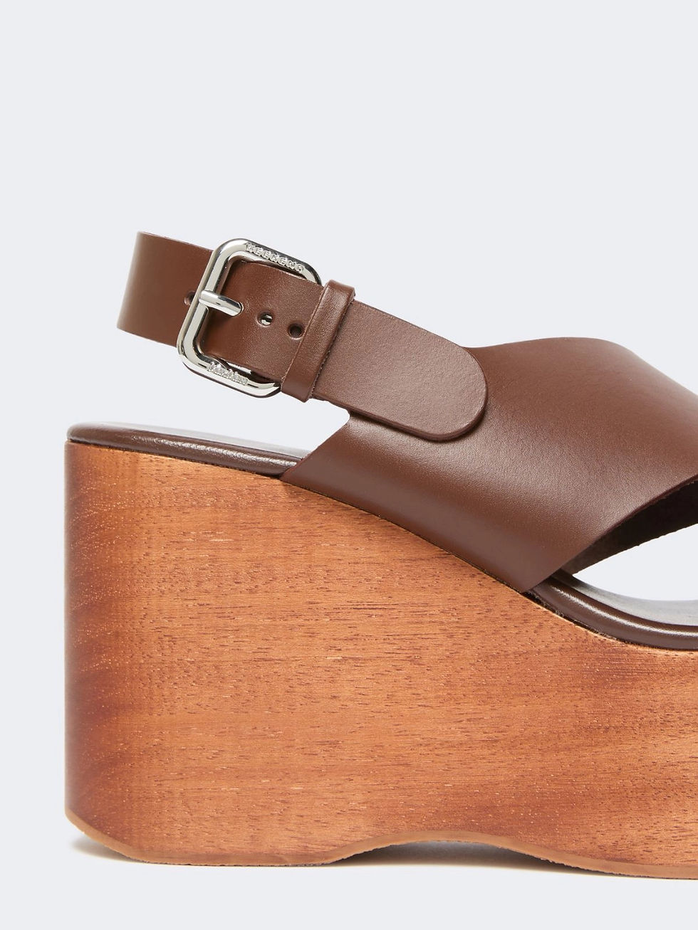 Miniatura: MAX MARA WEEKEND Sandalo in pelle con zeppa marrone N. 37