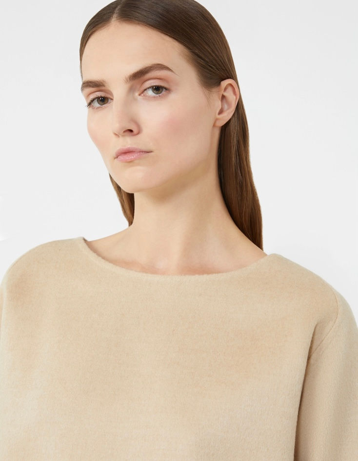 Miniatura: MAX MARA Blusa girocollo in cammello beige T. 42