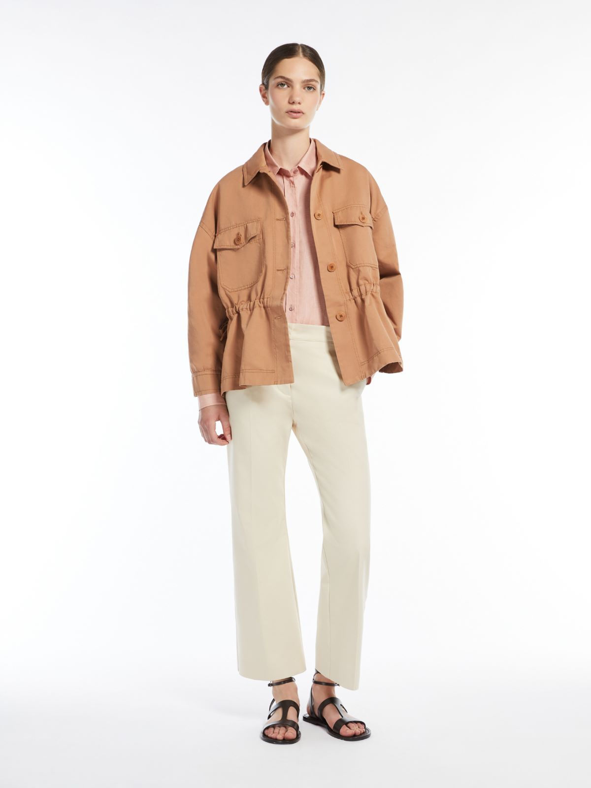 MAX MARA WEEKEND Pantalone svasato in gabardina stretch avorio T. 42