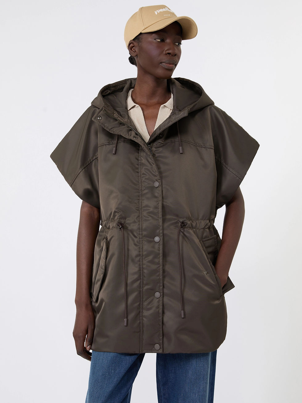 Miniatura: MAX MARA WEEKEND Gilet imbottito in twill antigoccia fango T. 42