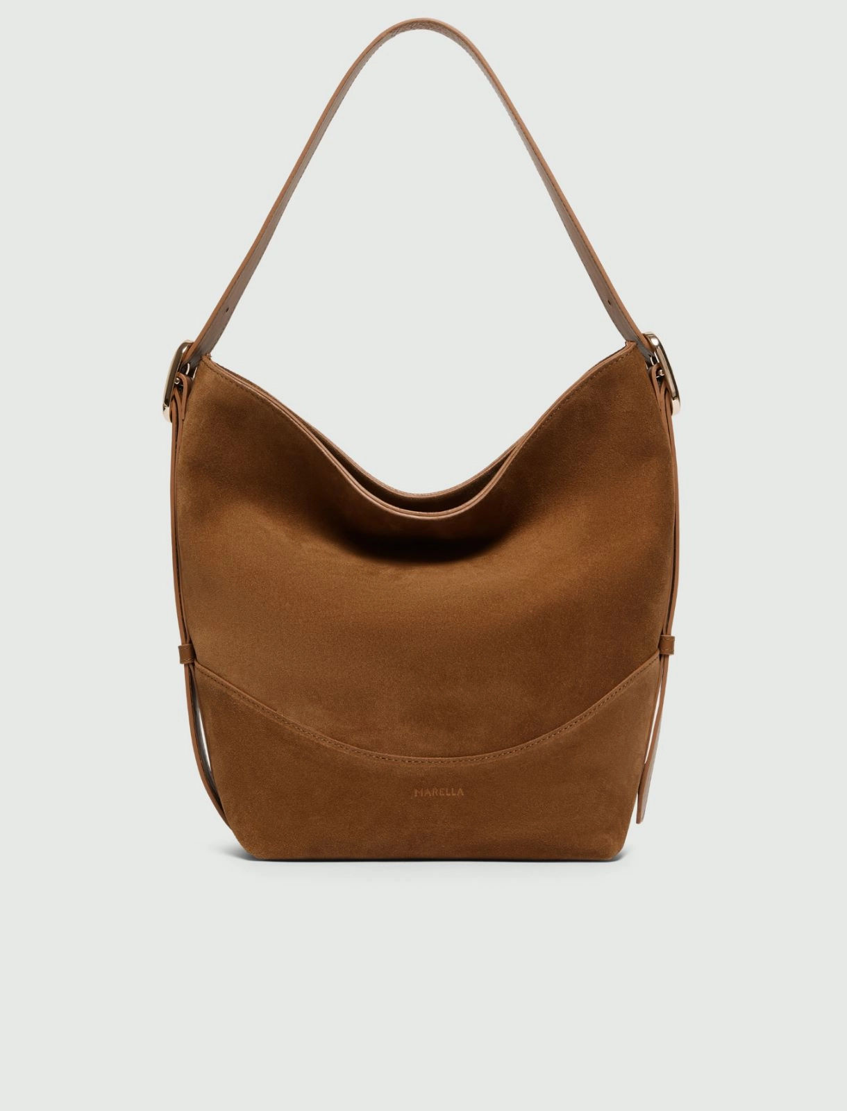 MARELLA Hobo bag in pelle scamosciata cuoio