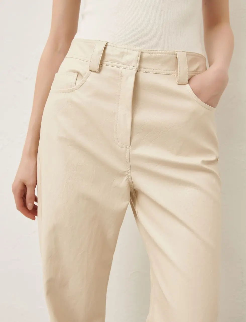 Thumbnail: MARELLA Pantaloni ecopelle avorio T. 42