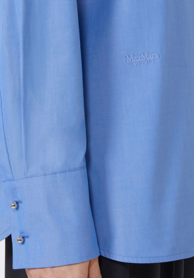 Thumbnail: MAX MARA STUDIO Camicia in popeline con cristalli azzurro T.42