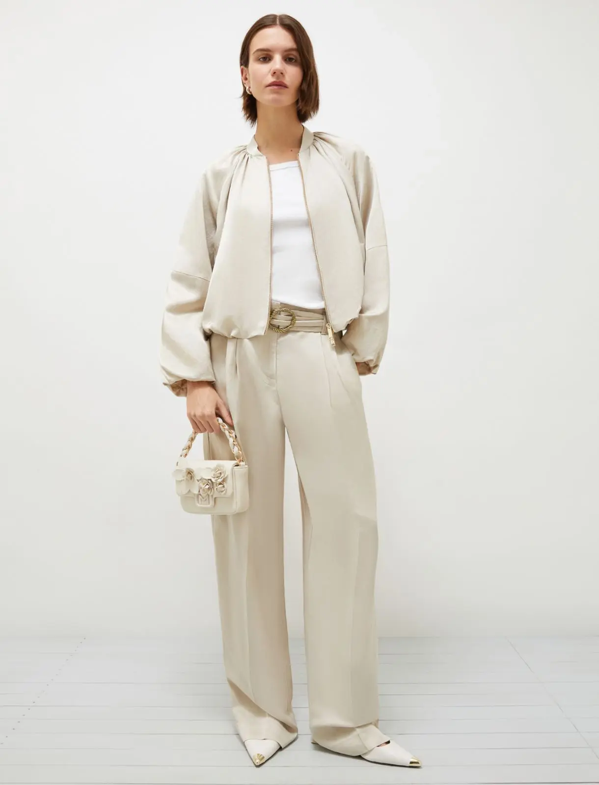 MARELLA Pantalone dritto fluido sabbia T. 42 