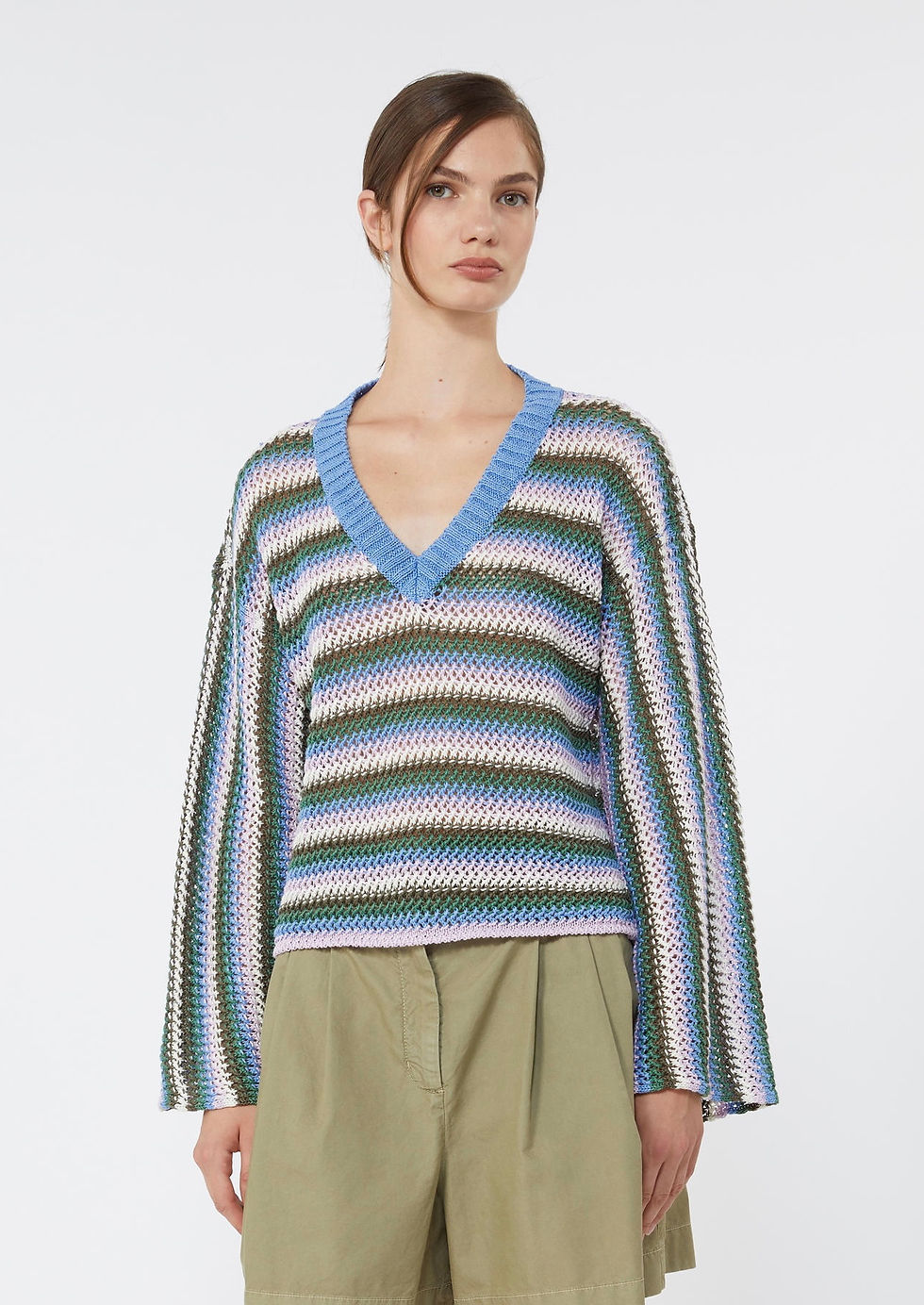Miniatura: MAX MARA WEEKEND Maglia cropped in filato di puro lino T.42