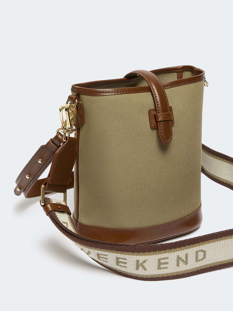 Miniatura: MAX MARA WEEKEND Borsa a secchiello piccolo in canvas e pelle fango