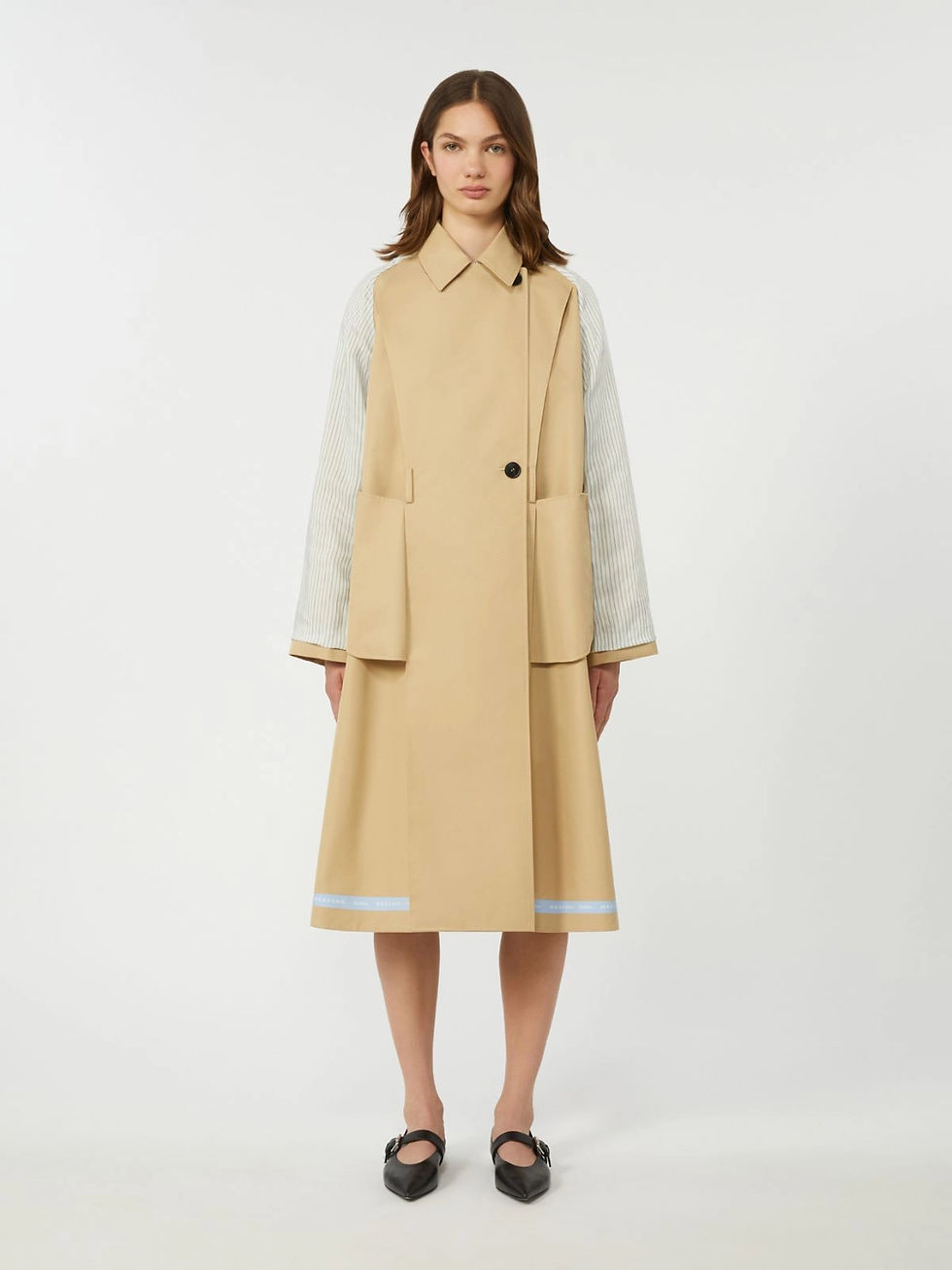 Miniatura: MAX MARA WEEKEND Trench reversibile in gabardina antigoccia beige T. 42