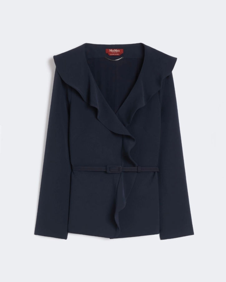 Miniatura: MAX MARA STUDIO Giacca in cady con volant blu notte T.42
