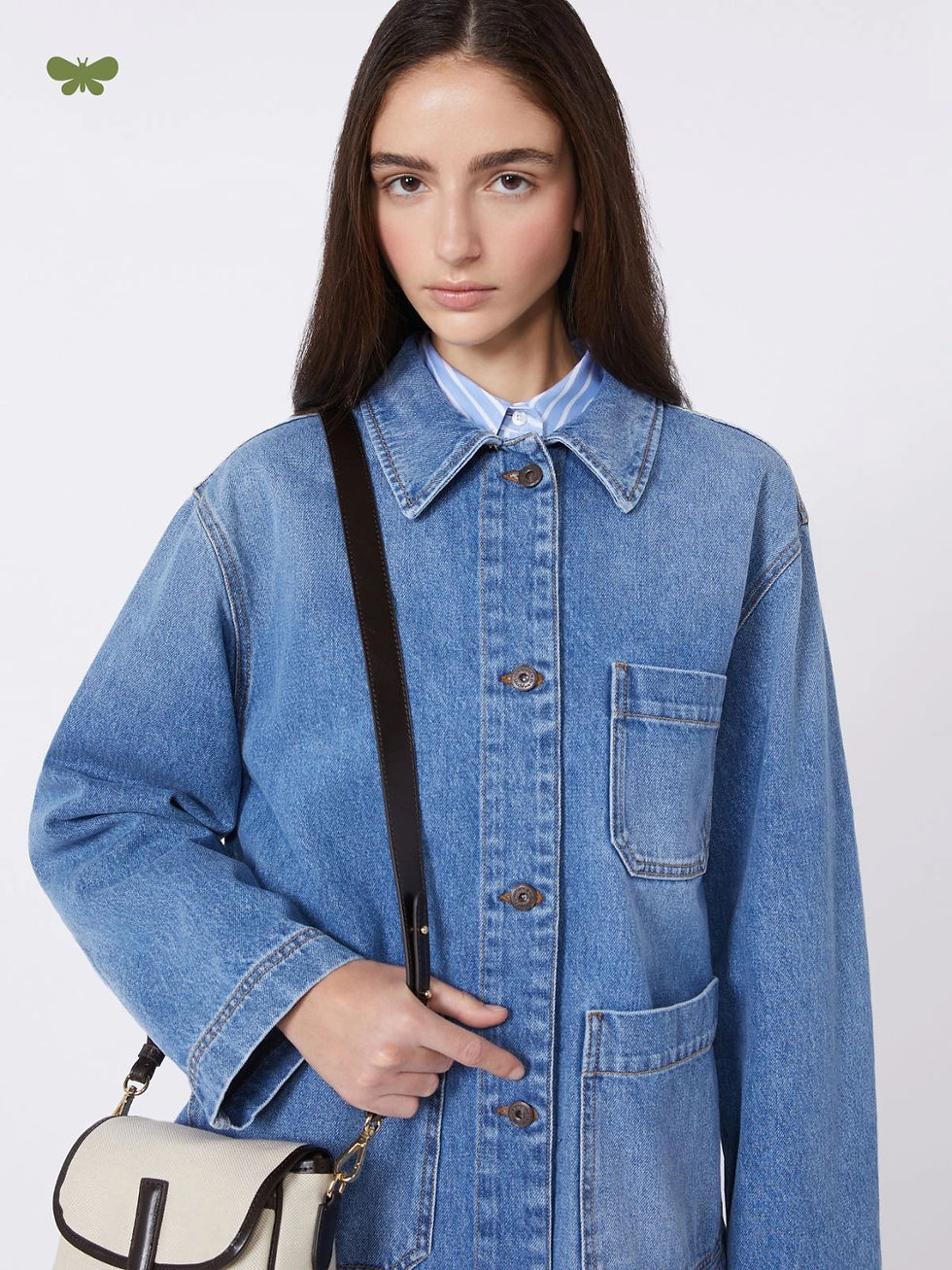 Miniatura: MAX MARA WEEKEND Giacca a camicia in denim autentico blu T.42