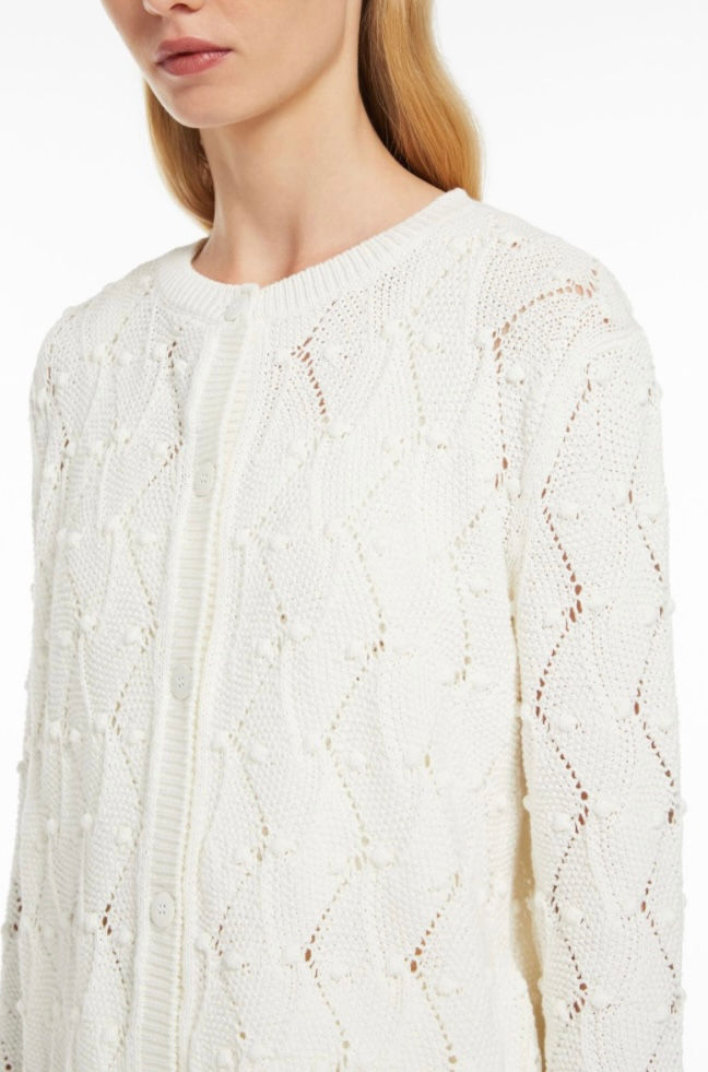 Miniatura: MAX MARA STUDIO Cardigan in misto cotone Argyle bianco T. 42