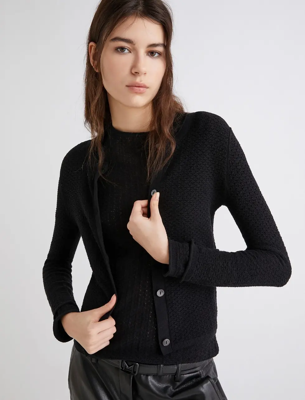 Thumbnail: MARELLA Mini cardigan in cotone nero T.42