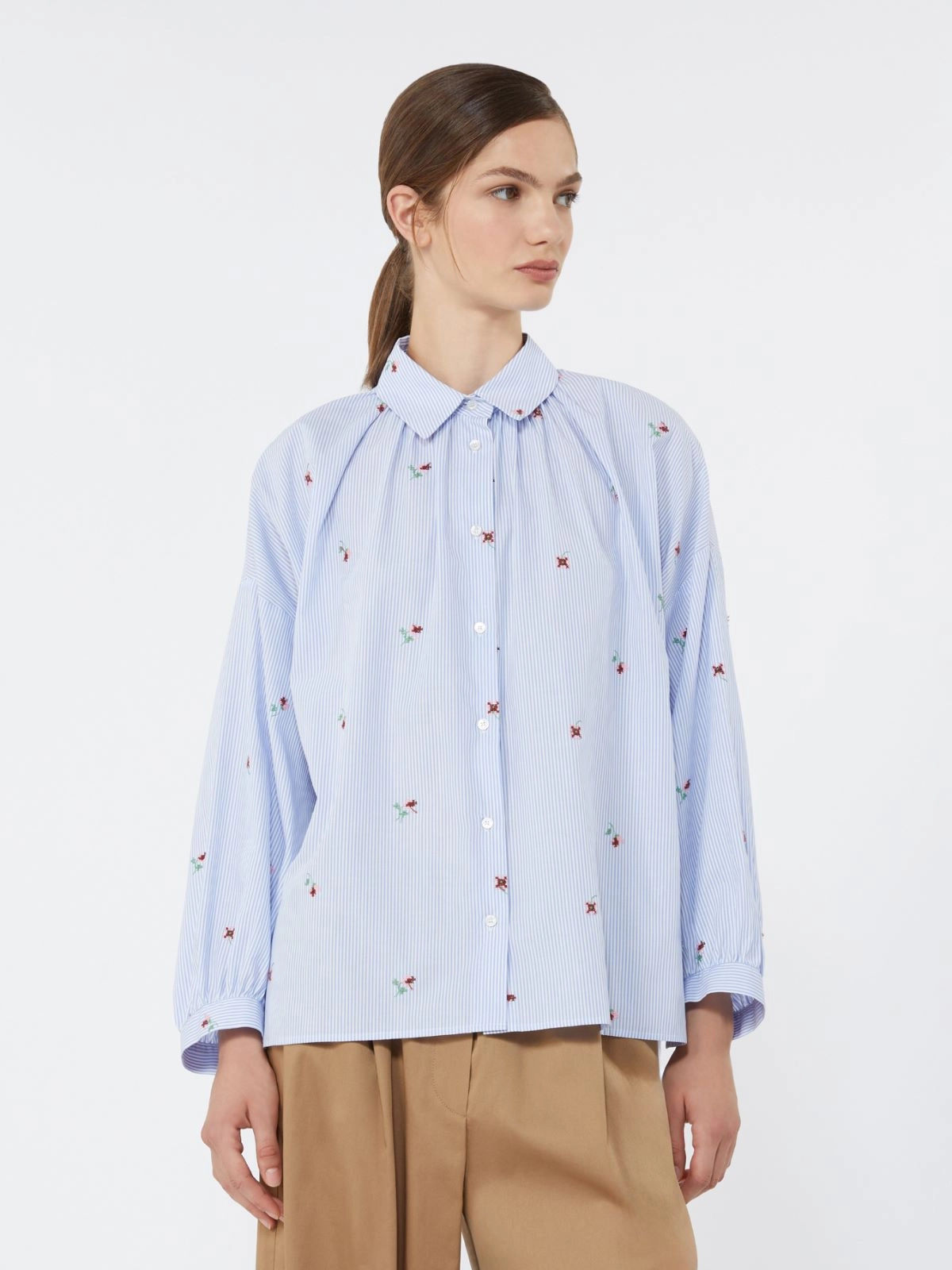 MAX MARA WEEKEND Camicia in popeline con ricami T.42