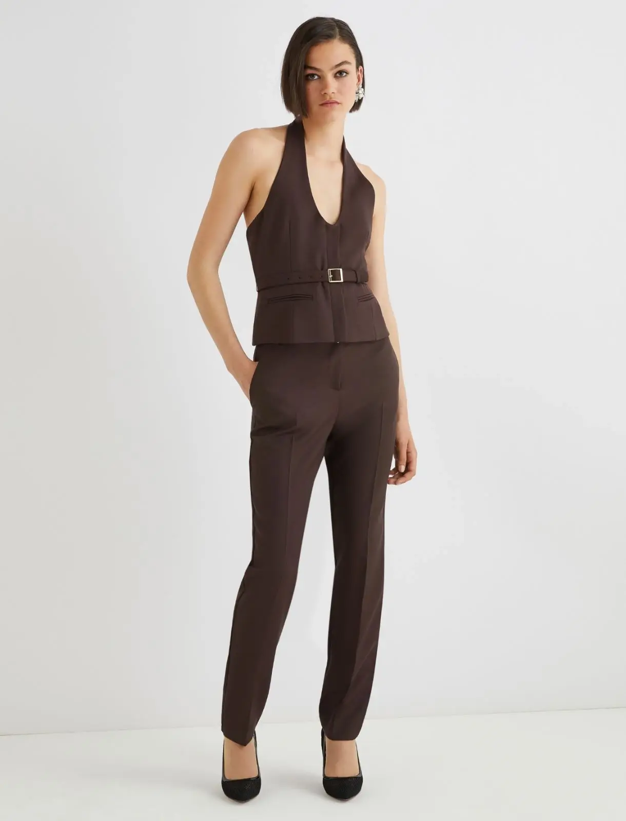 MARELLA Pantalone chino in mista lana cioccolato T.42