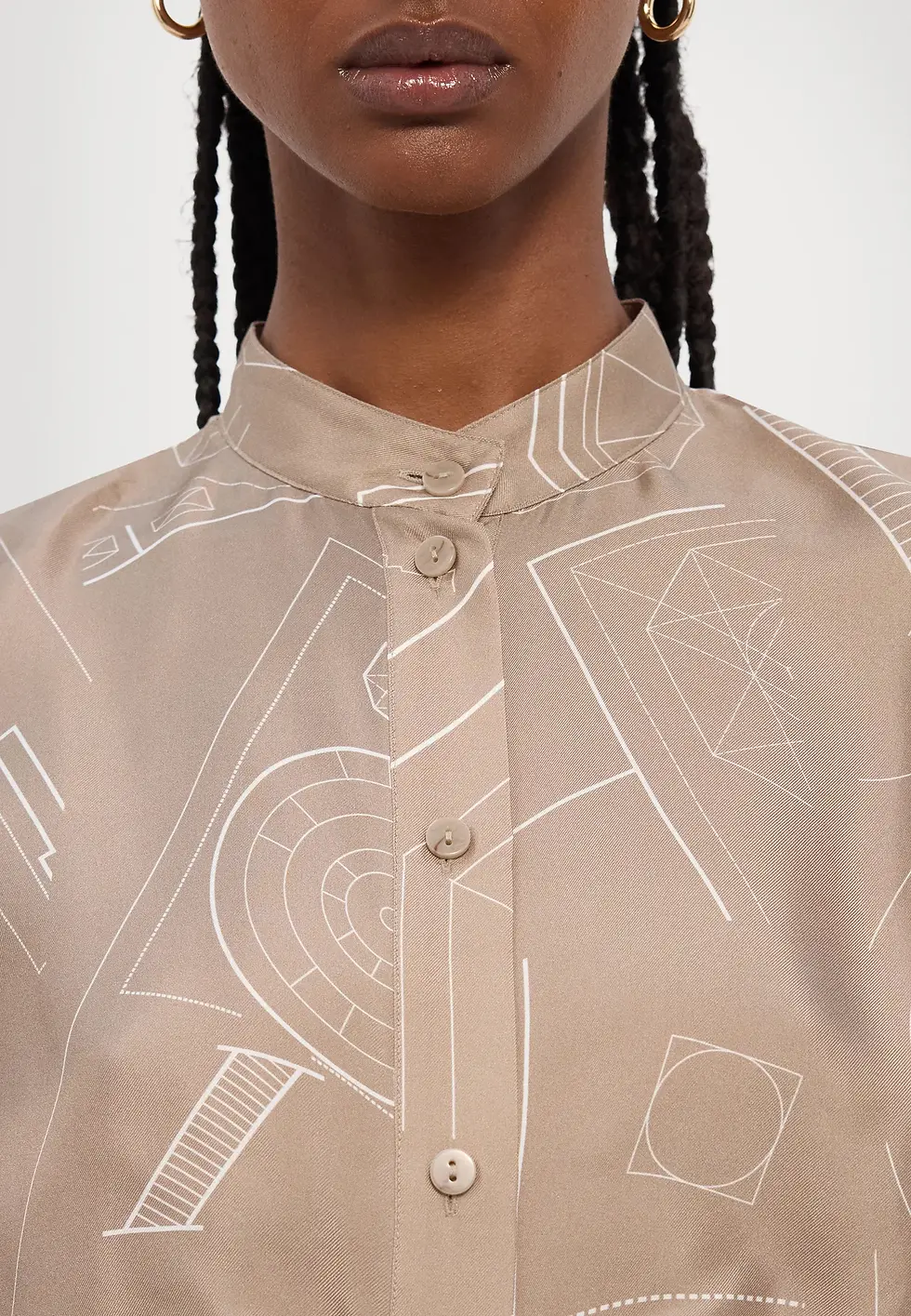 Miniatura: MAX MARA LEISURE Abito chemisier in seta stampata tortora T. 42