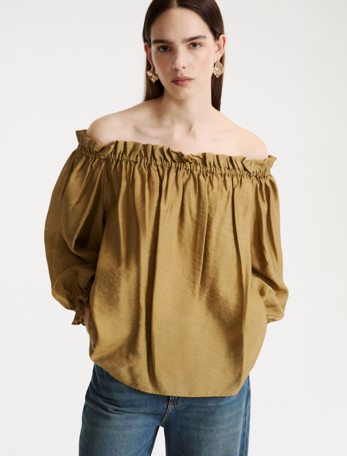 MARELLA Blusa in georgette stampata kaki T.42