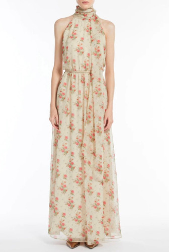 人気【MAXMARA】Abito all'americana in seta stampata MAX MARA STUDIO Abito scollo americana in seta T. 42 | leChicche