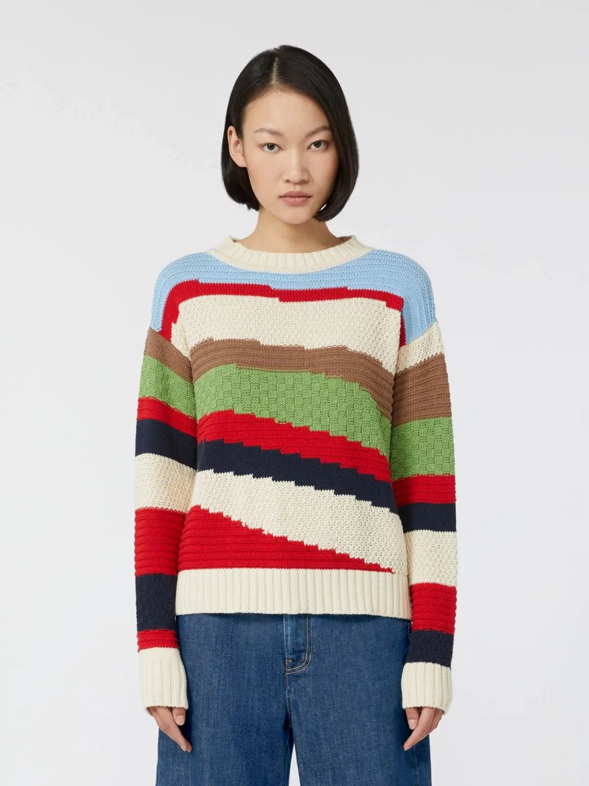 MAX MARA WEEKEND Maglia intarsiata in cotone multicolor T. 42