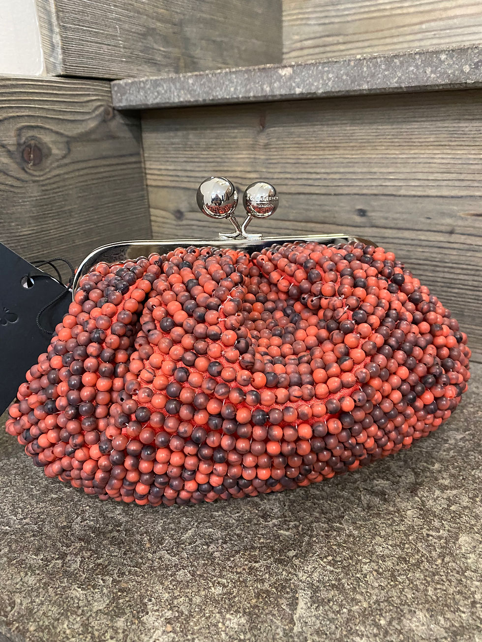 Thumbnail: MAX MARA WEEKEND Pasticcino Bag small con perle in resina ricamate corallo