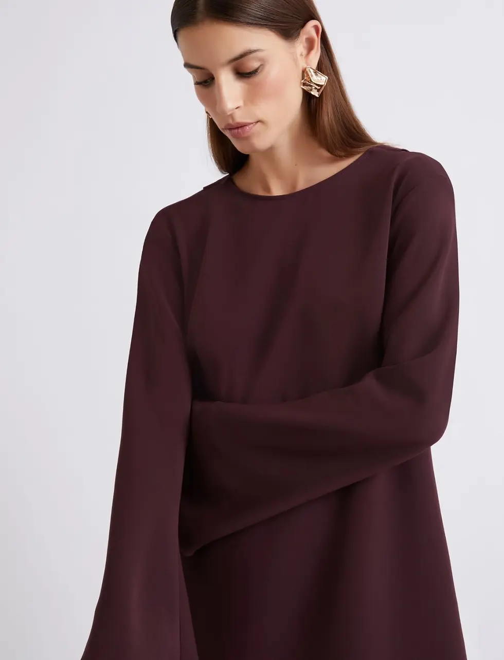 Thumbnail: MARELLA Abito svasato in cady bordeaux T. 42