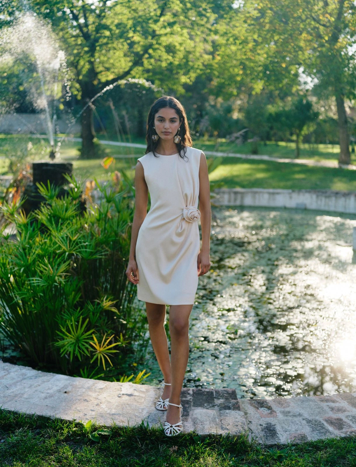 MARELLA Abito smanicato in satin cipria T.42