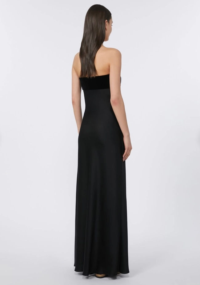 Miniatura: MAX MARA STUDIO Abito bustier in enver satin e velluto nero T.42