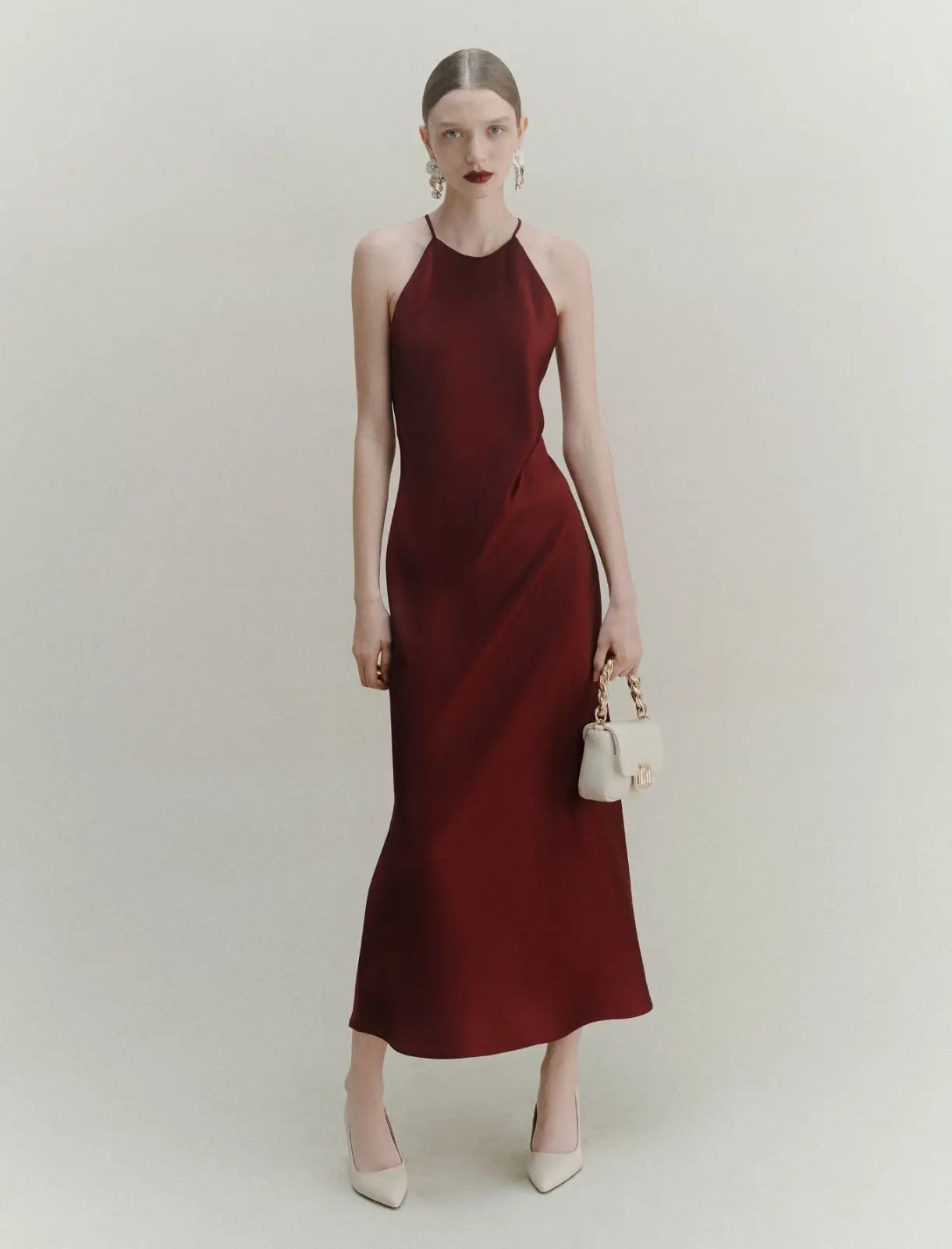 MARELLA Abito in raso fluido bordeaux T. 42