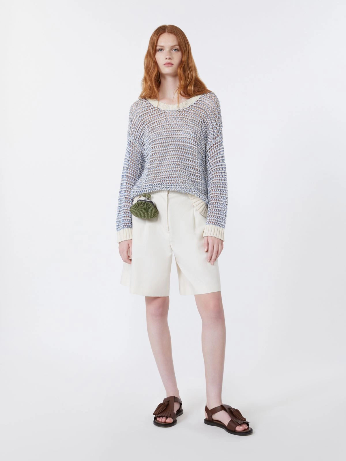 MAX MARA WEEKEND Bermuda in canvas di cotone e lino écru
