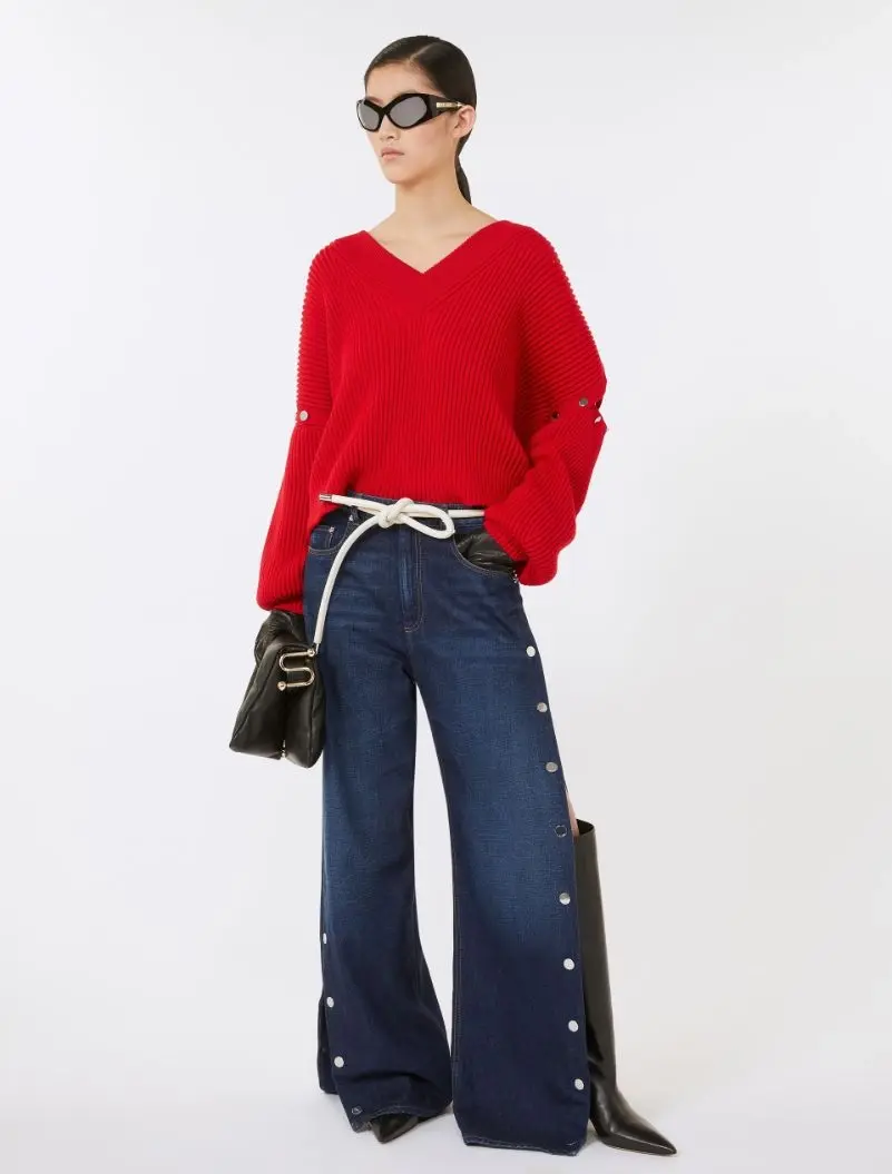 Thumbnail: SPORTMAX Maglia over con maniche staccabili rosso T. 42
