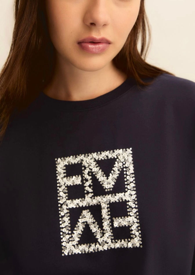 Miniatura: EMME MARELLA Felpa con ricamo blu navy  T. 42