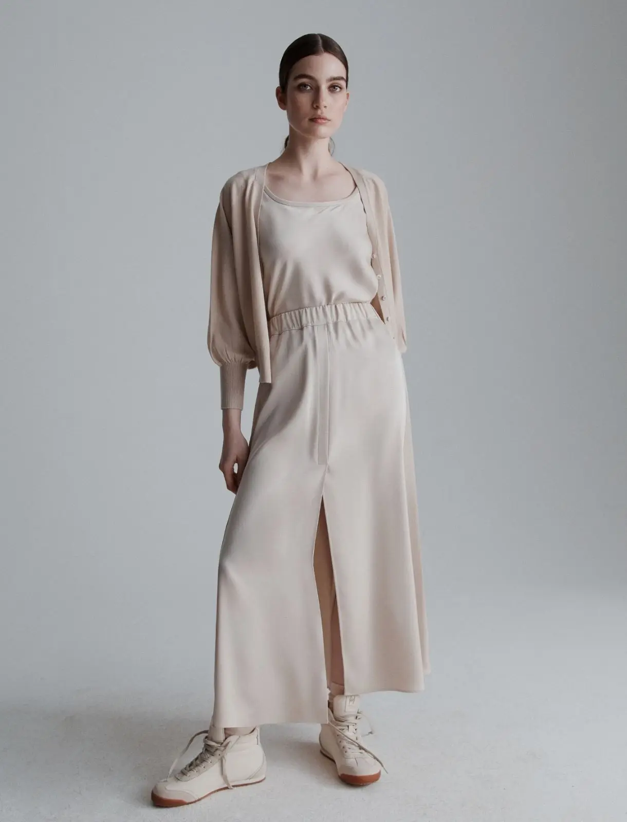 MARELLA MONOCHROME Gonna svasata in raso avorio T.42