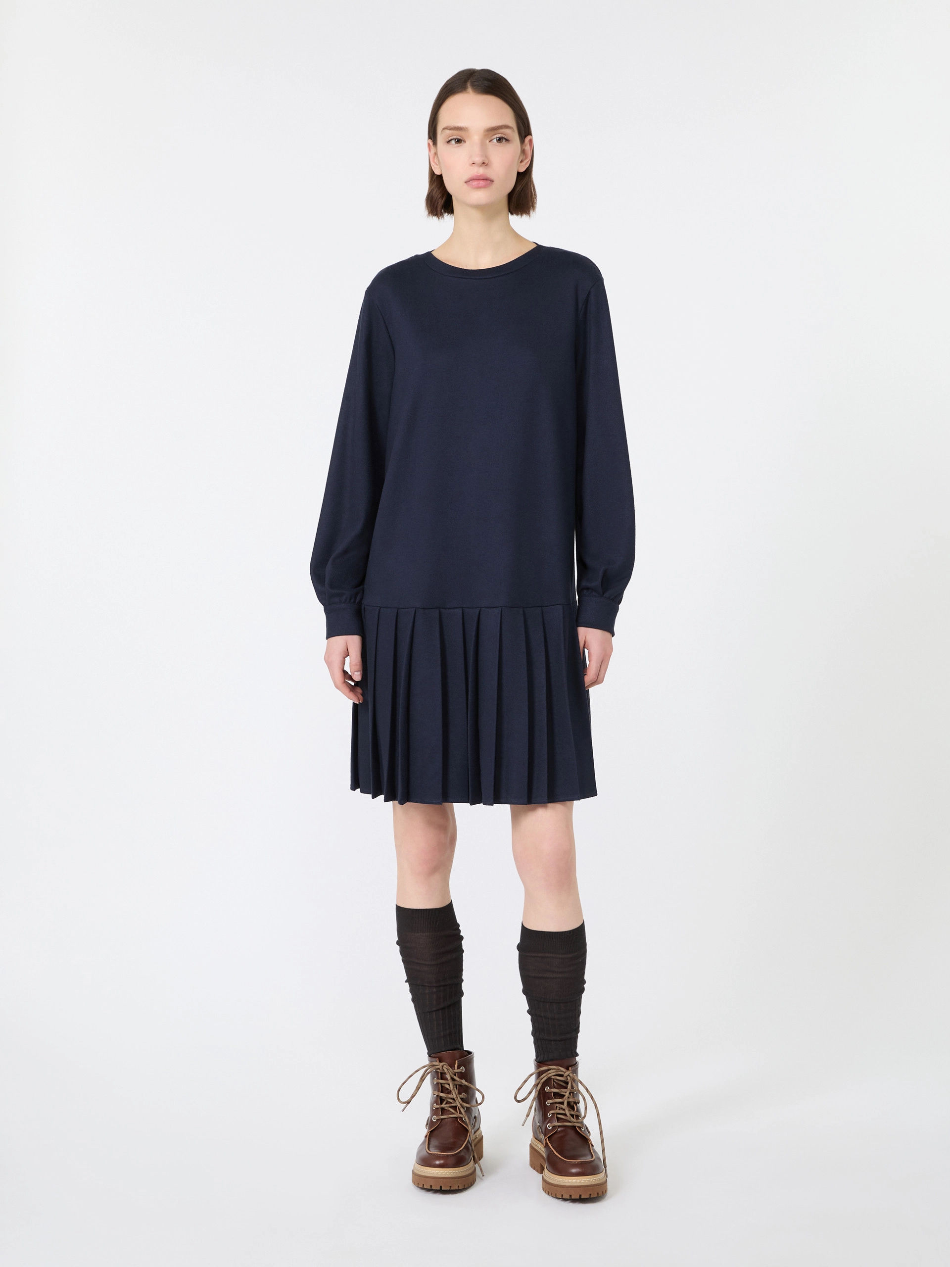 MAX MARA WEEKEND Abito corto in jersey jacquard blu T.42