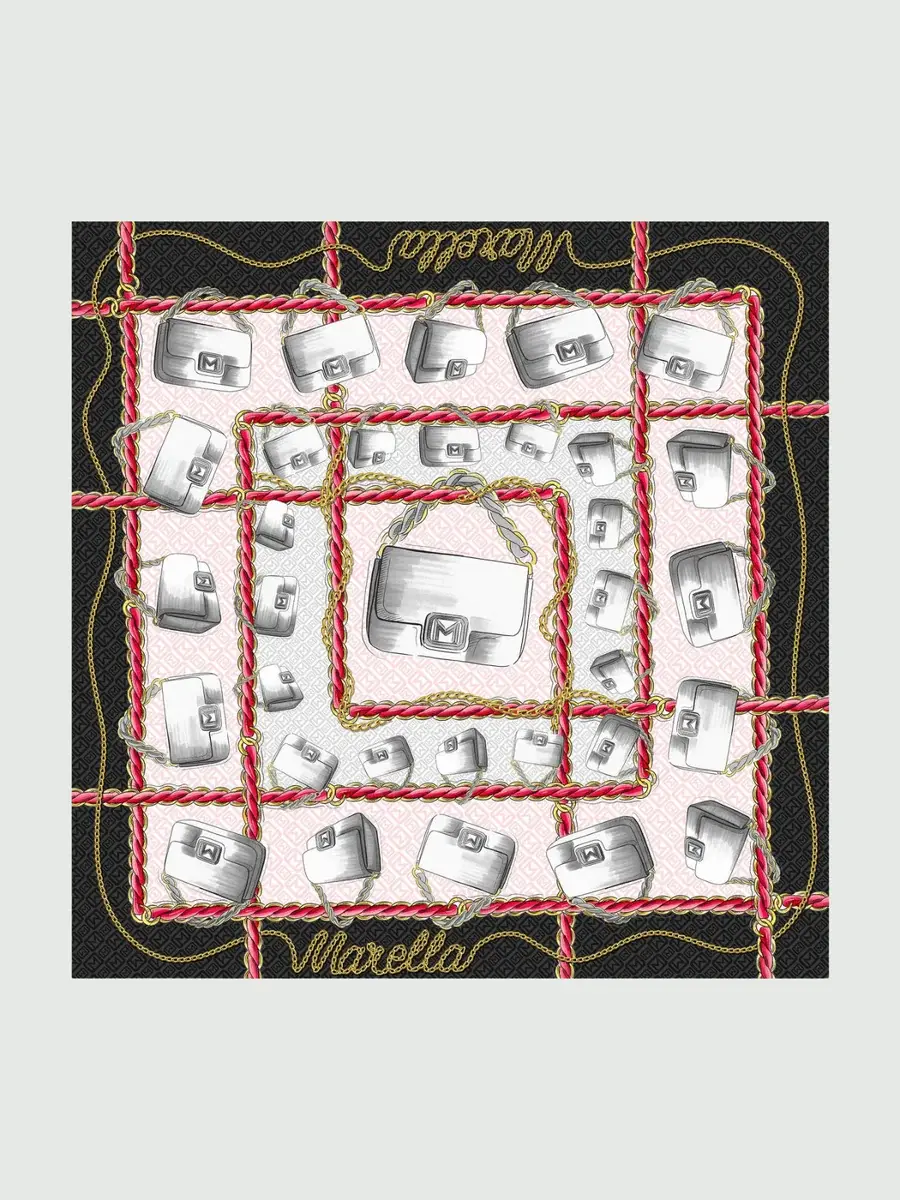 Miniatura: MARELLA Foulard in twill bianco nero 