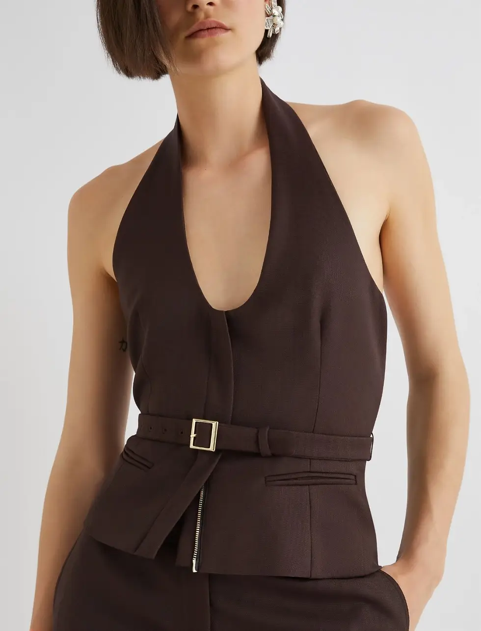Thumbnail: MARELLA Gilet in mista lana cioccolato T.42