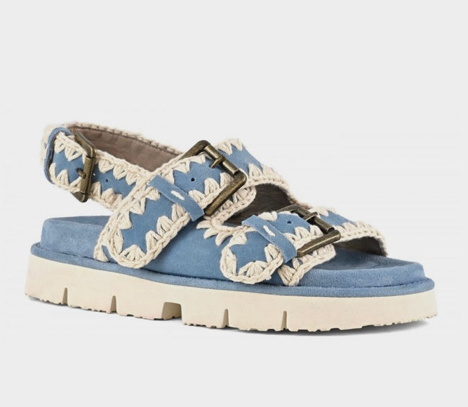 MOU Sandalo New Bio con fibbie e cinturino jeans