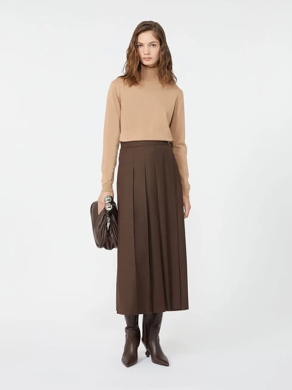 Miniatura: MAX MARA WEEKEND Dolcevita in filato di lana e seta cammello T.42