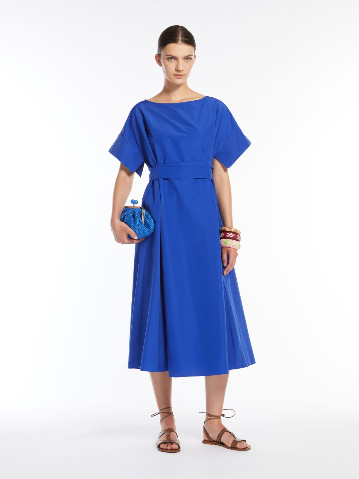 MAX MARA WEEKEND Abito midi in taffetà bluette T.42