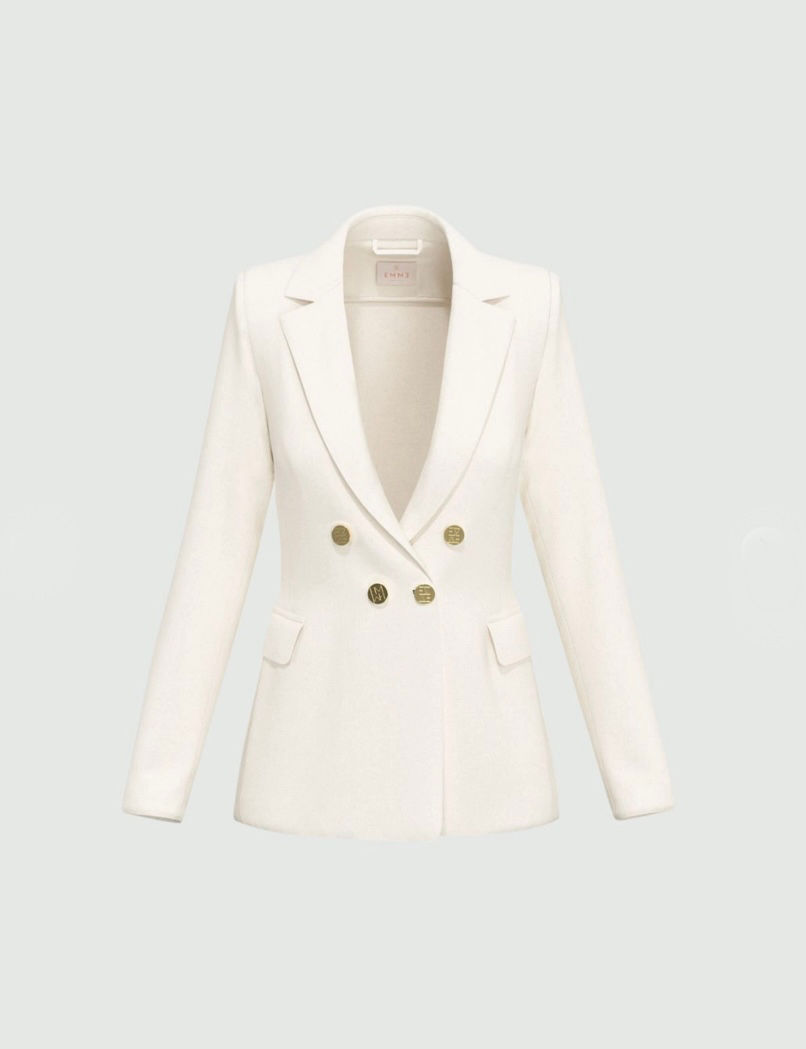 Thumbnail: EMME MARELLA Giacca doppiopetto in jersey stretch bianco T.42
