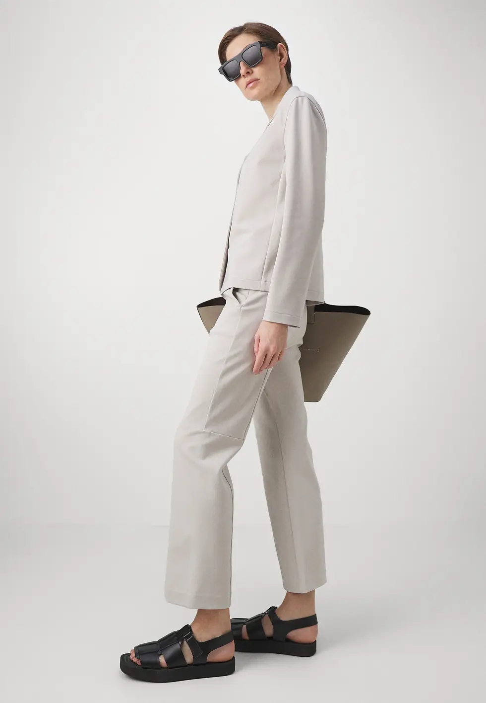 Thumbnail: MAX MARA LEISURE Pantalone slim fit in jersey ghiaccioT. 42