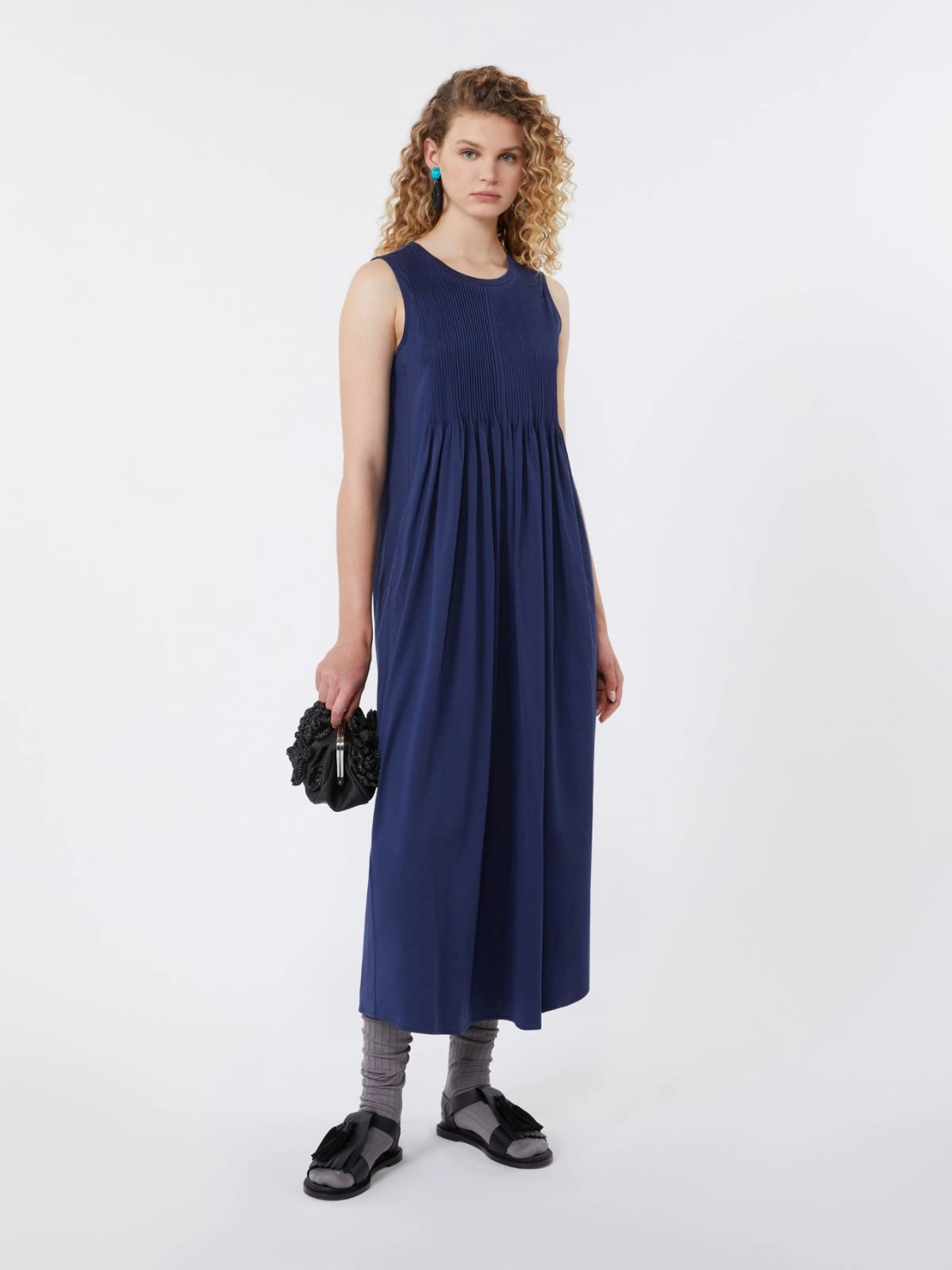 MAX MARA WEEKEND Abito fluido in jersey di cotone blu T. 42