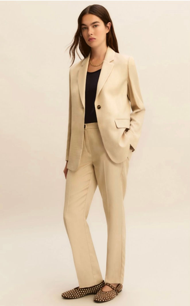 Thumbnail: EMME MARELLA Blazer in twill di misto lino beige T. 42