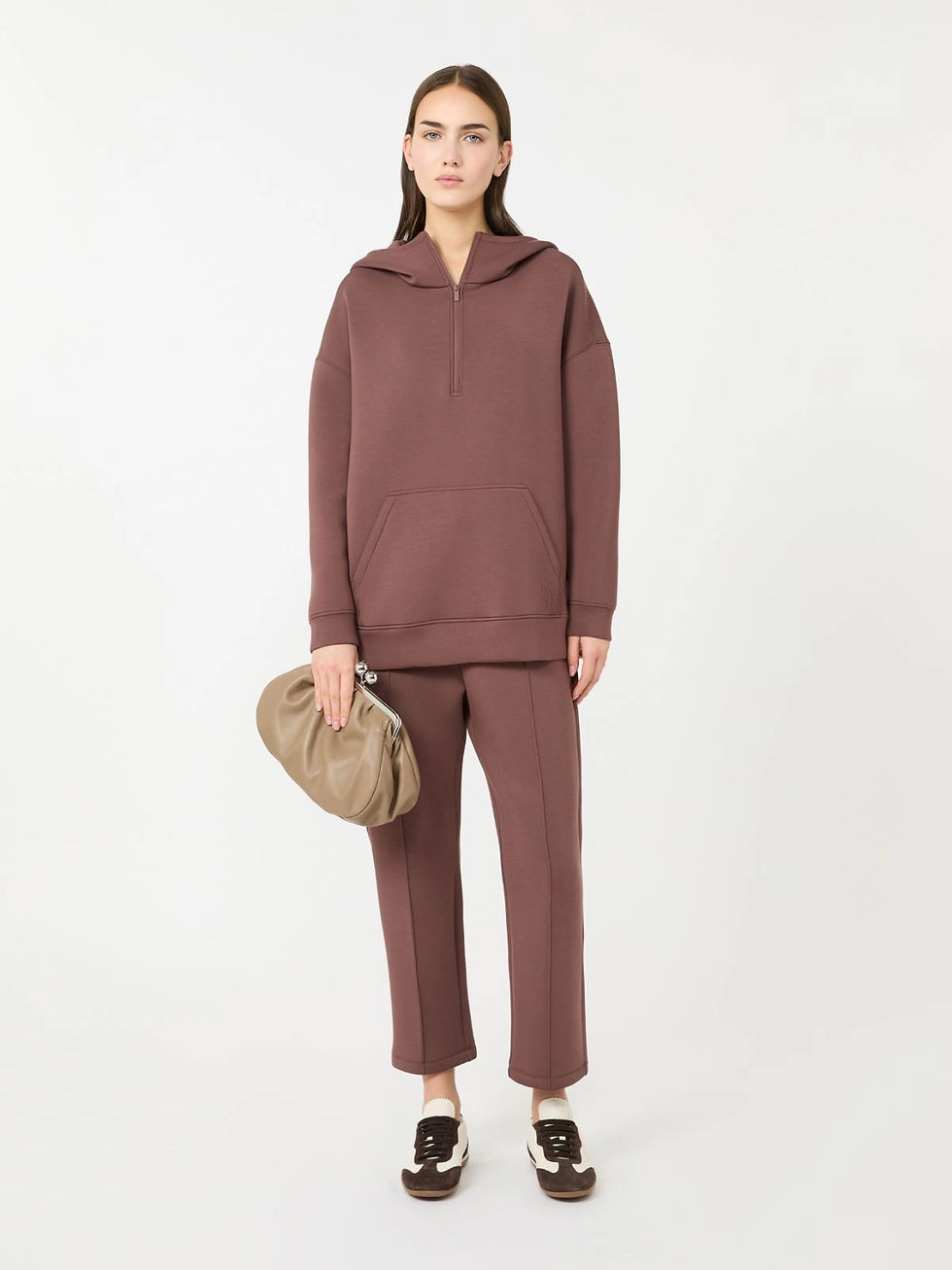 Miniatura: MAX MARA WEEKEND Felpa lunga in jersey scuba marrone T. 42